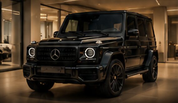 SUV de prestige noir dans un showroom